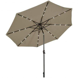 Starwood Rack Home & Garden 10' Solar LED Lighted Patio Market Umbrella Shade Tilt Adjustment Crank-Tan